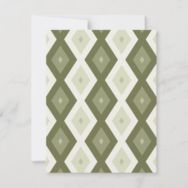 Olive green diamond pattern RSVP card (Front)