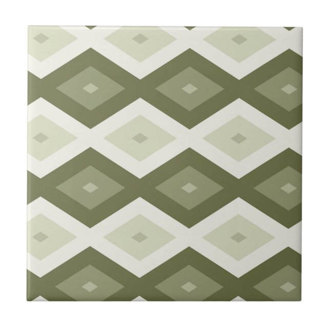 Olive green diamond pattern tile (Front)
