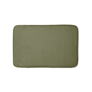 Olive Green Earthy Solid Colour Print Bath Mat