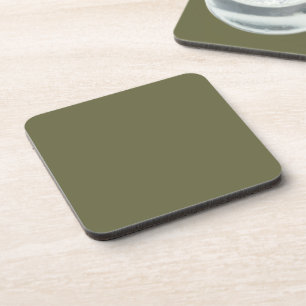 Olive Green Earthy Solid Colour Print Coaster