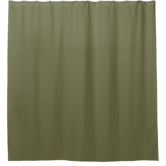 Olive Green Earthy Solid Colour Print Shower Curtain (Front)