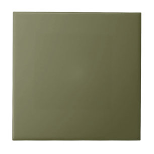 Olive Green Earthy Solid Colour Print Tile