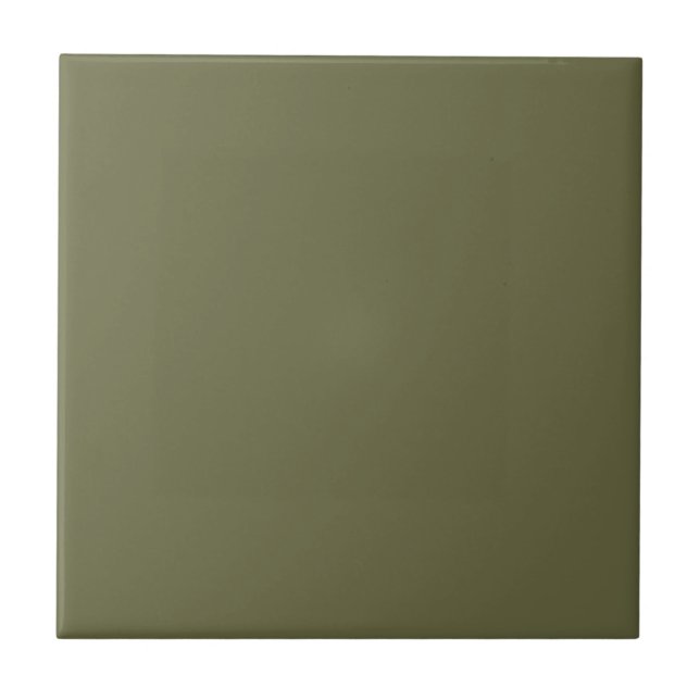 Olive Green Earthy Solid Colour Print Tile (Front)