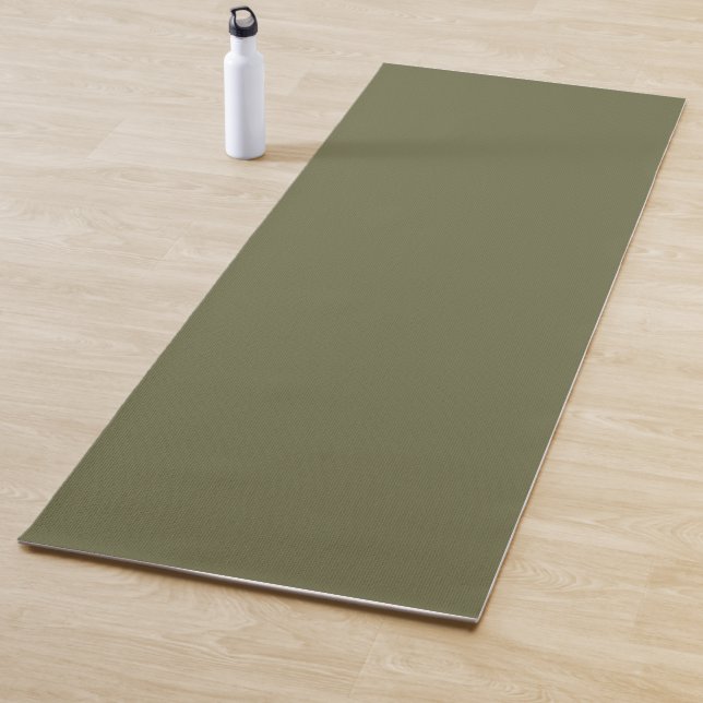 Olive Green Earthy Solid Colour Print Yoga Mat (In Situ)