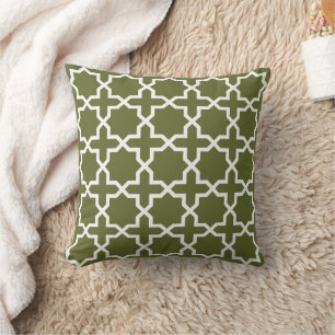 Olive Green EIGHT POINTED STAR Moroccan Pattern Cushion