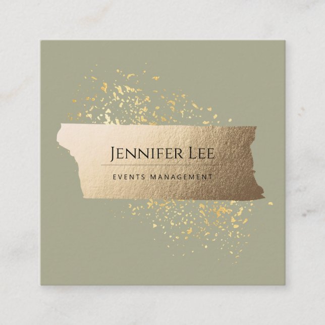 Olive Green Elegant Minimalist	Professional Social Square Business Card (Front)
