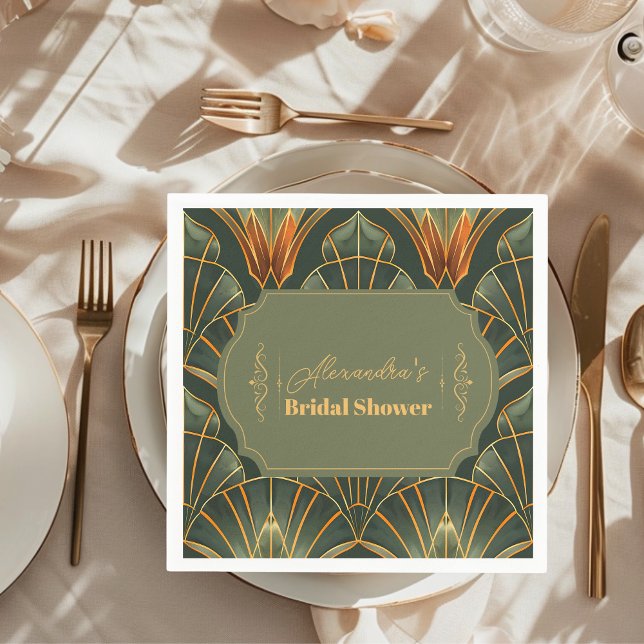 Olive Green Elegant Ornate Vintage Bridal Napkin (Creator Uploaded)