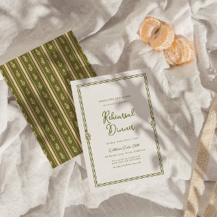 Olive Green Elegant Rehearsal Dinner Invitation