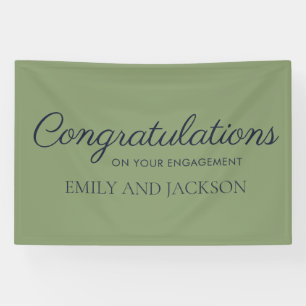Olive Green Elegant Script Engagement Banner