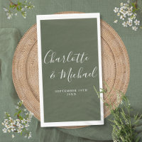 Olive Green Elegant Signature Script Wedding