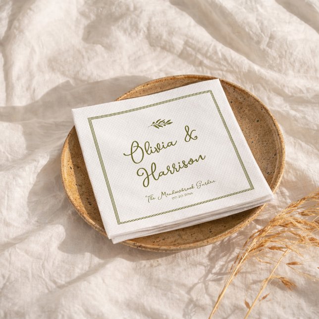 Olive Green Elegant Wedding Napkins (Creator Uploaded)