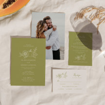 Olive Green Fall Pumpkin Sunflower Wedding Photo