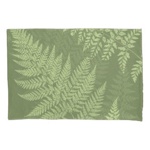 Olive green fern pillowcase
