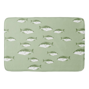 Olive green fish bath mat