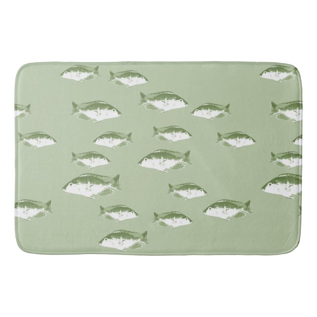 Olive green fish bath mat (Front)