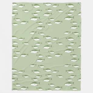 Olive green fish fleece blanket