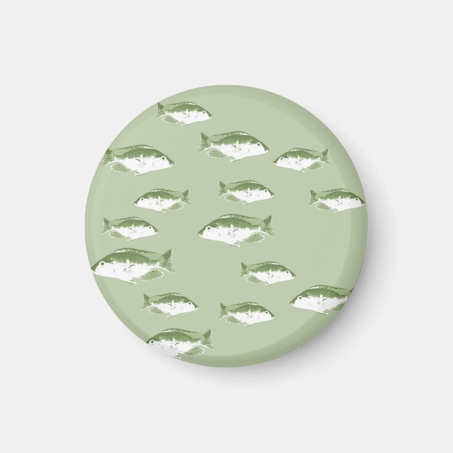 Olive green fish magnet (Front)