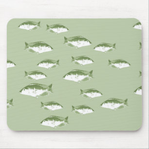 Olive green fish mouse mat