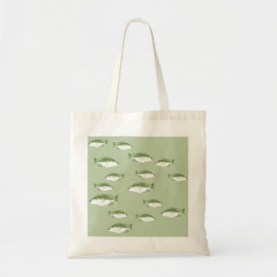 Olive green fish tote bag