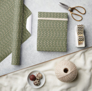Olive Green Floral Vine Rustic Country Wrapping Paper