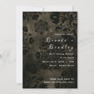 Olive Green Floral Wedding Invitation