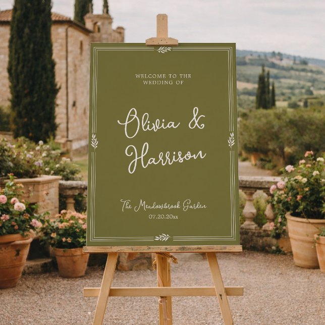 Olive Green Formal Wedding Welcome Sign (Creator Uploaded)