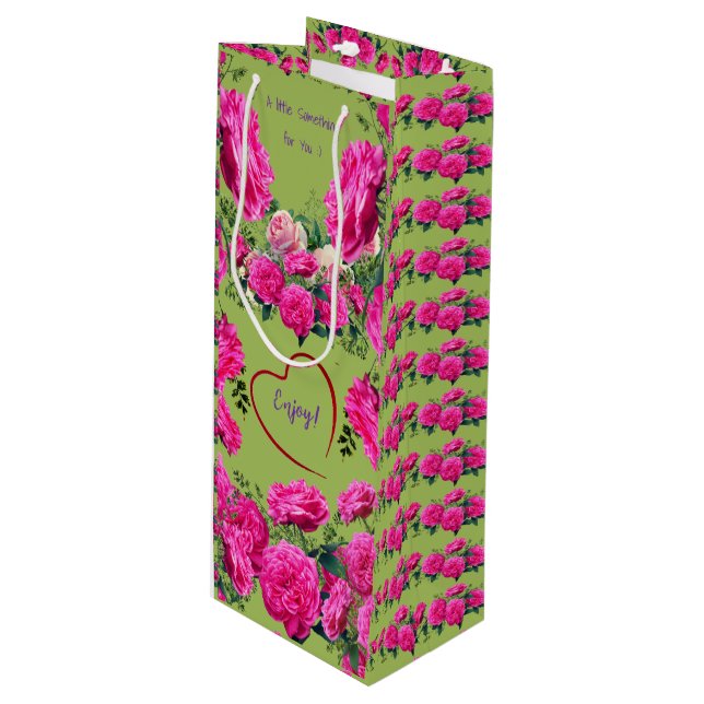 Olive Green Fun Wine Gift Bag (Front Angled)