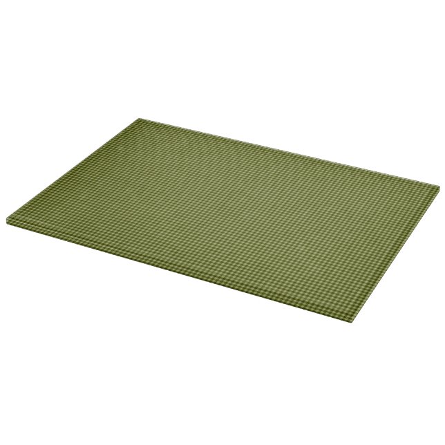 Olive Green Gingham-11x8 GLASS CUTTING BOARD (Corner)