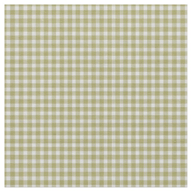 Olive Green Gingham Checkered Plaid Fabric (Close Up)
