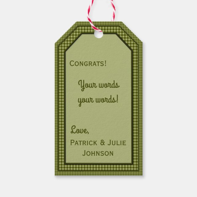 Olive Green Gingham-HANG/GIFT TAG TEMPLATE (Front)