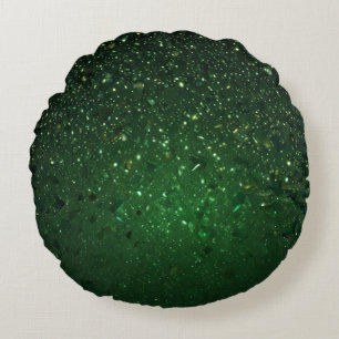 Olive Green Glitter Round Cushion