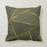 Olive Green Gold Bronze Geometric Glam Chic  Cushion<br><div class="desc">Custom pillow</div>