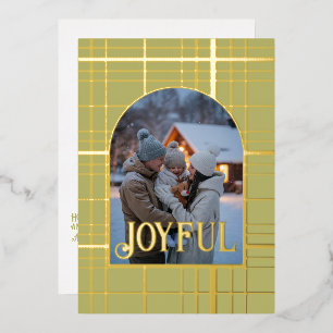 Olive Green & Gold Gingham Christmas Holiday Photo