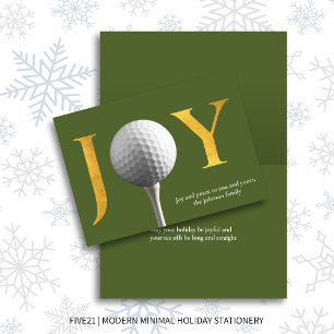 Olive Green Golf Joy & Peace Folded Christmas Holiday Card