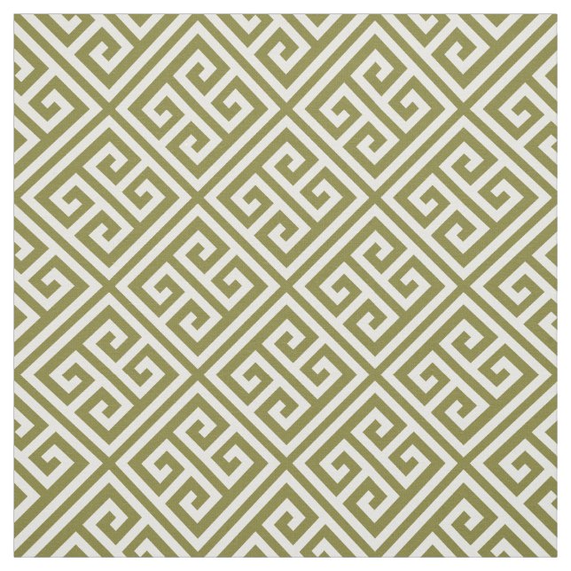 Olive Green Greek Key Fabric (Swatch)