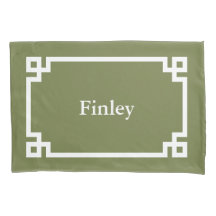 Olive Green Greek Key Monogram Standard