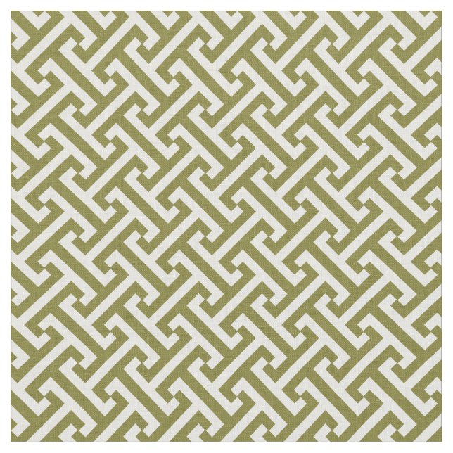 Olive Green Greek Key Pattern Fabric (Close Up)