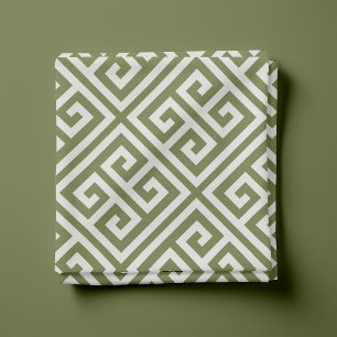 Olive Green Greek Key Pattern Fabric