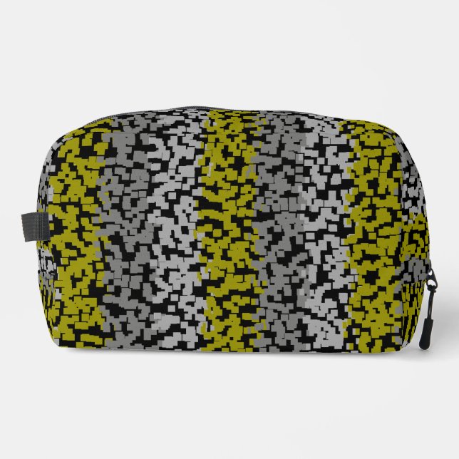 Olive green grey black digital pixelated stripes d dopp kit (Front)