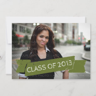Olive Green Grunge Banner 2013 Grad Invitation