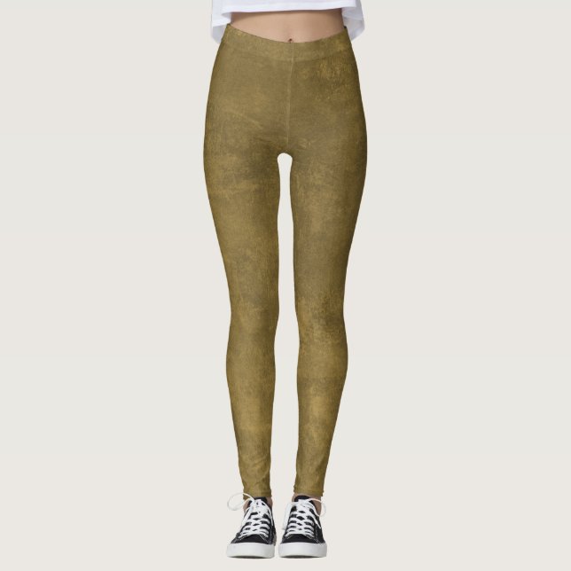 Olive Green Grunge Leggings (Front)