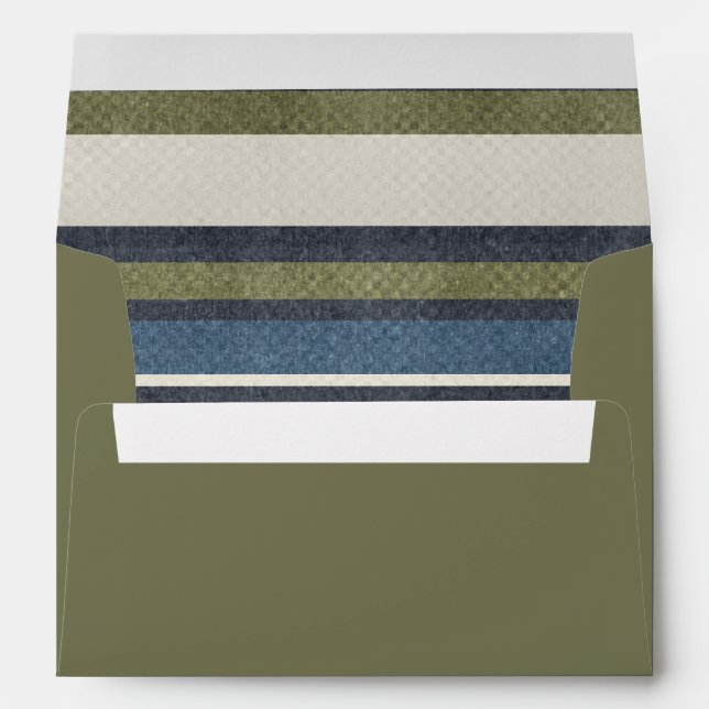 Olive Green Grunge Stripes Envelope (Back (Bottom))