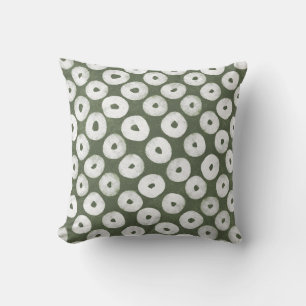 Olive Green Hand-Drawn Bold Rustic Circles Cushion