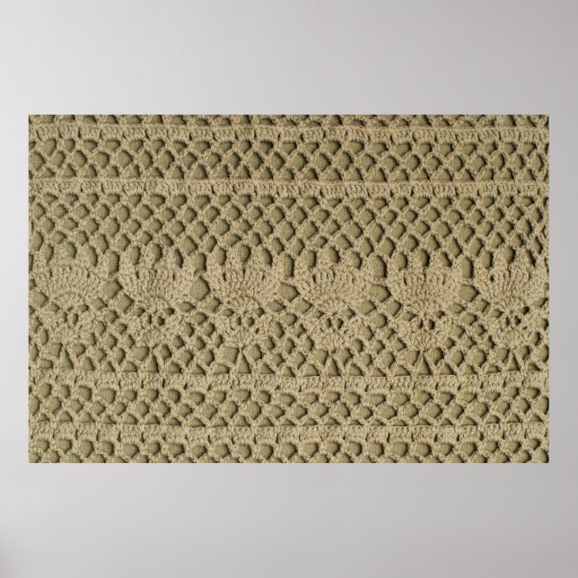 Olive green handmade lace on olive background poster (Front)