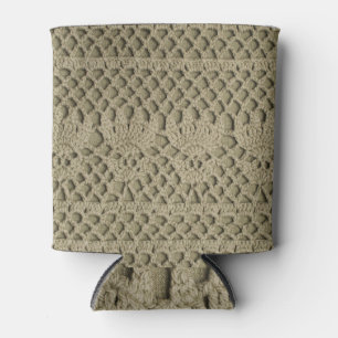 Olive Green Handmade Lace Pattern Can Cooler