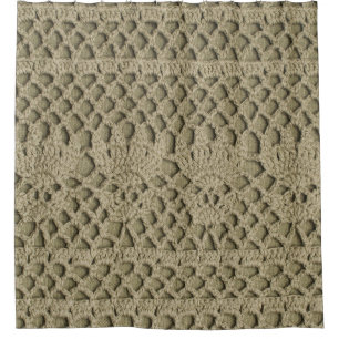 Olive Green Handmade Lace Pattern Shower Curtain