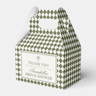 Olive Green Harlequin Checkered Bridal Shower Favour Box
