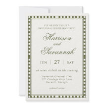 Olive Green Harlequin Checkered Rehearsal Dinner