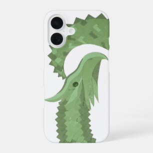 Olive green heart dragon on white iPhone 16 case