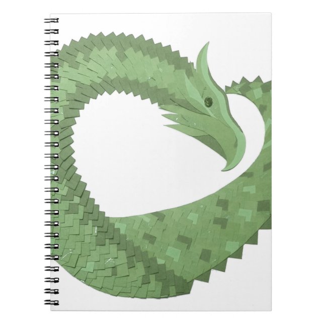 Olive green heart dragon on white notebook (Front)